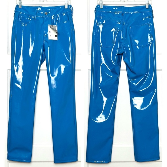 NWT SIMON MILLER 90s Patent Leather High Rise Straight Leg Ankle Crop Pants‎ 25 - Picture 4 of 6